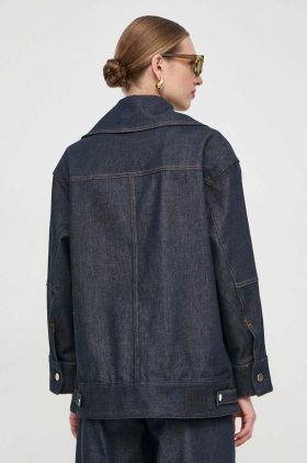 BOSS jachetă de bumbac culoarea bleumarin, de tranziție, oversize 50512550