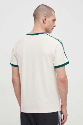 adidas Originals tricou din bumbac bărbați, culoarea bej, cu imprimeu IU0217