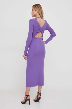 Sisley rochie culoarea violet, maxi, evazati