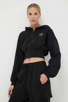 adidas by Stella McCartney bluză trening culoarea negru, cu glugă, uni IN3637