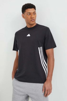 adidas tricou din bumbac bărbați, culoarea negru, cu imprimeu IR9166