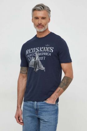 Aeronautica Militare tricou din bumbac barbati, culoarea albastru marin, cu imprimeu