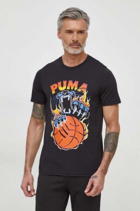 Puma tricou bărbați, culoarea negru, cu imprimeu 624825