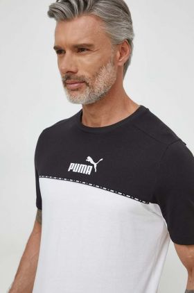 Puma tricou din bumbac bărbați, culoarea alb, cu imprimeu 673341