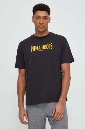 Puma tricou din bumbac bărbați, culoarea negru, cu imprimeu 624755