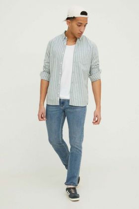 Hollister Co. camasa barbati, culoarea verde, cu guler button-down, regular