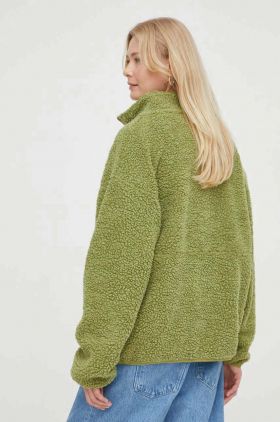 American Vintage hanorac fleece culoarea verde, cu imprimeu