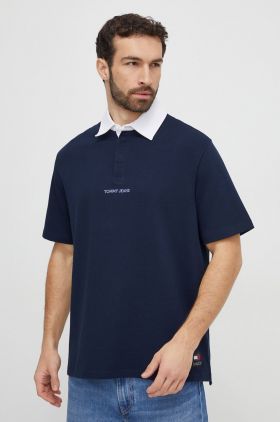 Tommy Jeans polo de bumbac culoarea bleumarin, uni DM0DM18924