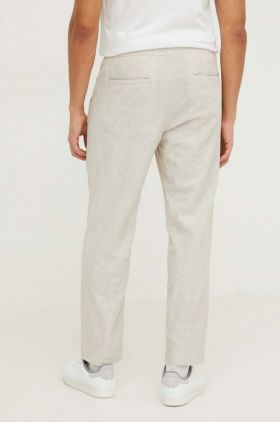 Abercrombie & Fitch pantaloni din amestec de in culoarea bej, drept