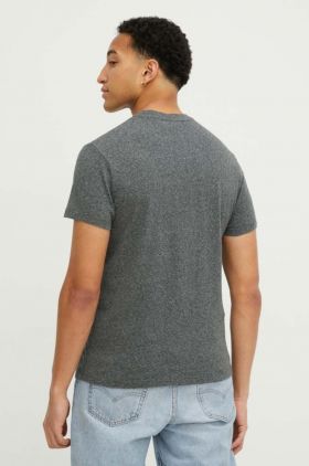 Superdry tricou din bumbac barbati, culoarea gri, melanj