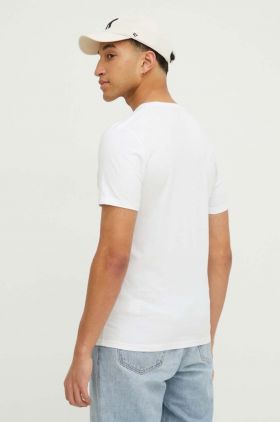 Hollister Co. tricou din bumbac barbati, culoarea alb, neted