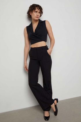 Answear Lab pantaloni femei, culoarea negru, drept, high waist