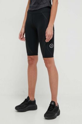 adidas by Stella McCartney pantaloni scurți de alergare TruePace culoarea negru, cu imprimeu, high waist IT3325