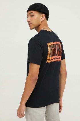 Quiksilver tricou din bumbac barbati, culoarea negru, cu imprimeu