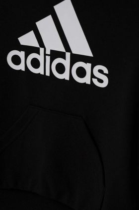 adidas bluza copii culoarea negru, cu glugă, cu imprimeu