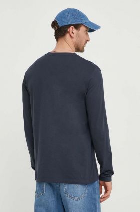 Marc O'Polo longsleeve din bumbac culoarea albastru marin, cu imprimeu