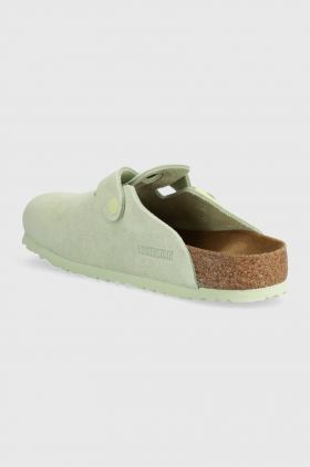 Birkenstock papuci din piele Boston culoarea verde, 1026774