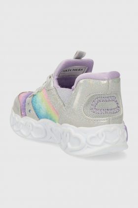 Skechers sneakers pentru copii INFINITE HEART LIGHTS ETERNAL SHIMMER culoarea argintiu