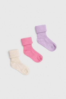 United Colors of Benetton sosete bebe 3-pack culoarea roz