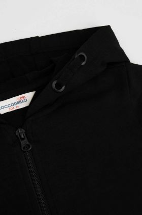 Coccodrillo bluza copii culoarea negru, cu glugă, cu imprimeu