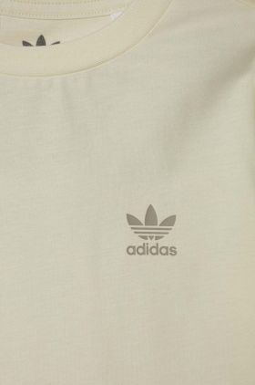 adidas Originals longsleeve din bumbac pentru copii culoarea bej, neted