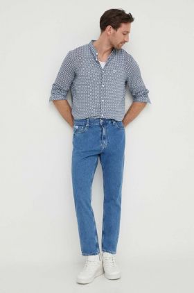 Armani Exchange camasa barbati, culoarea albastru marin, cu guler stand-up, regular