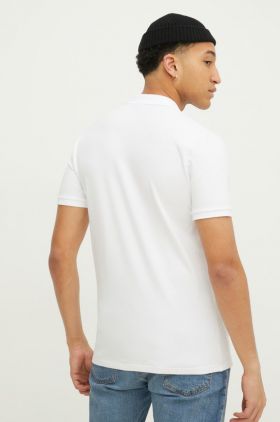 Hollister Co. tricou polo barbati, culoarea alb, neted