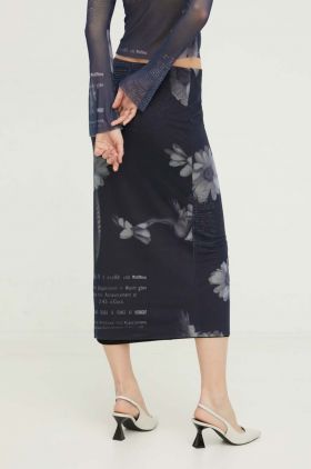 Desigual fusta culoarea albastru marin, midi, drept