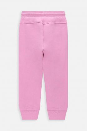 Coccodrillo pantaloni de trening din bumbac pentru copii culoarea roz, neted