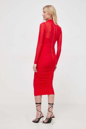 Bardot rochie culoarea rosu, mini, mulata