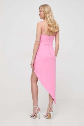 Bardot rochie culoarea roz, mini, mulata