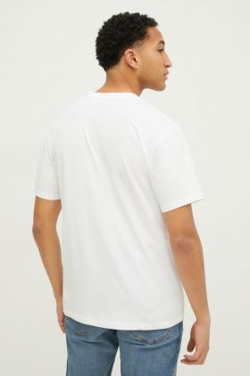 Quiksilver tricou din bumbac barbati, culoarea alb, cu imprimeu