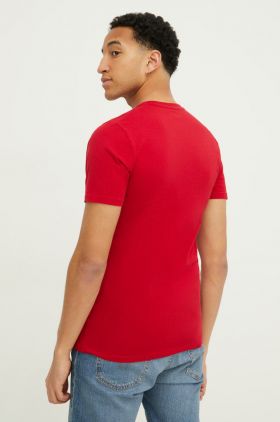 Hollister Co. tricou din bumbac barbati, culoarea rosu, neted