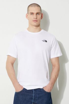 The North Face tricou din bumbac M S/S Redbox Tee bărbați, culoarea alb, cu imprimeu, NF0A87NPFN41