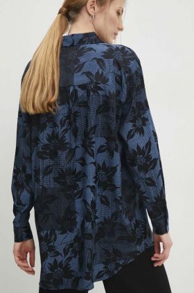 Answear Lab camasa femei, culoarea albastru marin, cu guler clasic, regular