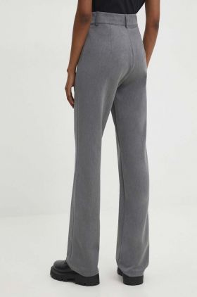 Answear Lab pantaloni femei, culoarea gri, drept, high waist