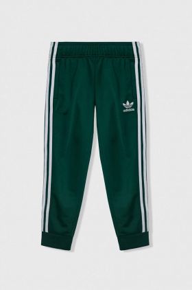 adidas Originals pantaloni de trening pentru copii culoarea verde, cu imprimeu