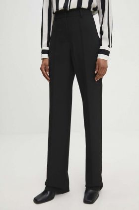 Answear Lab pantaloni femei, culoarea negru, drept, high waist