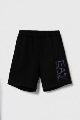 EA7 Emporio Armani pantaloni scurți din bumbac pentru copii culoarea negru, talie reglabila