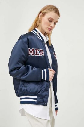 Mercer Amsterdam geaca bomber culoarea albastru marin, de iarna