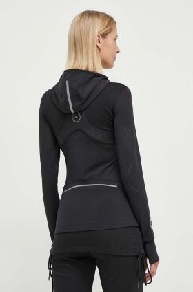 adidas by Stella McCartney hanorac de antrenament Truepace culoarea negru, cu glugă, cu imprimeu IT9049