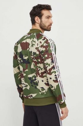 adidas Originals bluză bărbați, culoarea verde, cu imprimeu IS0253