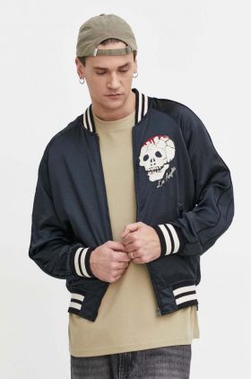 Superdry geaca bomber barbati, culoarea negru, de tranzitie