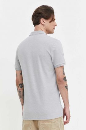 Hollister Co. tricou polo barbati, culoarea gri, neted