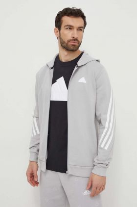 adidas bluză bărbați, culoarea gri, cu glugă, cu imprimeu  IR9157