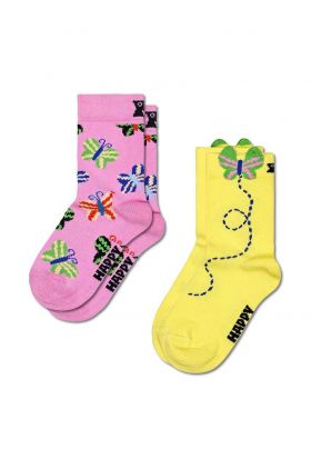 Happy Socks sosete copii Kids Butterfly Socks 2-pack culoarea galben