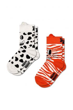 Happy Socks sosete copii Kids Cat & Dog Socks 2-pack culoarea alb