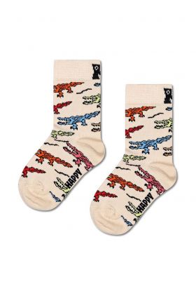 Happy Socks sosete copii Kids Crocodile Sock culoarea bej