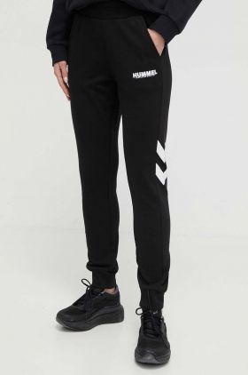 Hummel pantaloni de trening culoarea negru, cu imprimeu