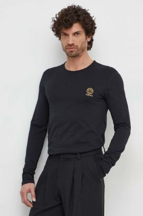 Versace longsleeve  2-pack barbati, culoarea negru, neted